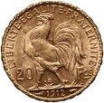 1068. Francja, 20 franków 1912, Kogut