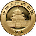 Chiny, 20 juanów 2006, Panda, 1/20 uncji złota