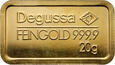 Złoto, sztabka złota, 20 g Au999, Degussa