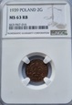 NGC MS 63 RB - 2 gr 1939r