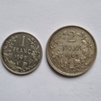 Belgia 1 i 2 franki 1909r  Król Leopold II