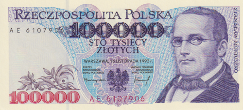 Polska 100000 Złotych P-160 1993 rok UNC seria AE