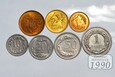 Komplet monet obiegowych 1990 r. UNC 7 sztuk