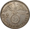 NIEMCY - 2 marki  1938 (G) - HINDENBURG - Ag 625, 7,97 g.