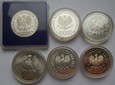 Set 6 monet srebrnych m.in. 10 000 zł 1989 Krzyż Gruby