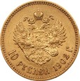ROSJA: 10 rubli 1902 - złoto, Au 900, 8,58 g. - Mikołaj II