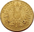 AUSTRIA: 20 koron 1915 r. Au 900