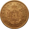 FRANCJA: 20 franków 1870,  Au 900, 6,40 g, Napoleon III