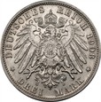 NIEMCY -  Saksonia-Meiningen - Jerzy II - 3 marki 1908 - D