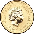 AUSTRALIA: 5 dolarów 2001 - Au 999, 1/20 uncji, 1,55 g.