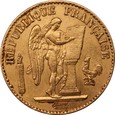 FRANCJA: 20 franków 1877,  Au 900, 6,43 g, 