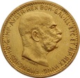 AUSTRIA, 10 koron 1910 r. Au 900. 3,39 g. Franciszek Józef