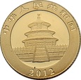 CHINY, 20 yuan 2012 r. Panda, 1/20 uncji Au 999. 1,55 g.