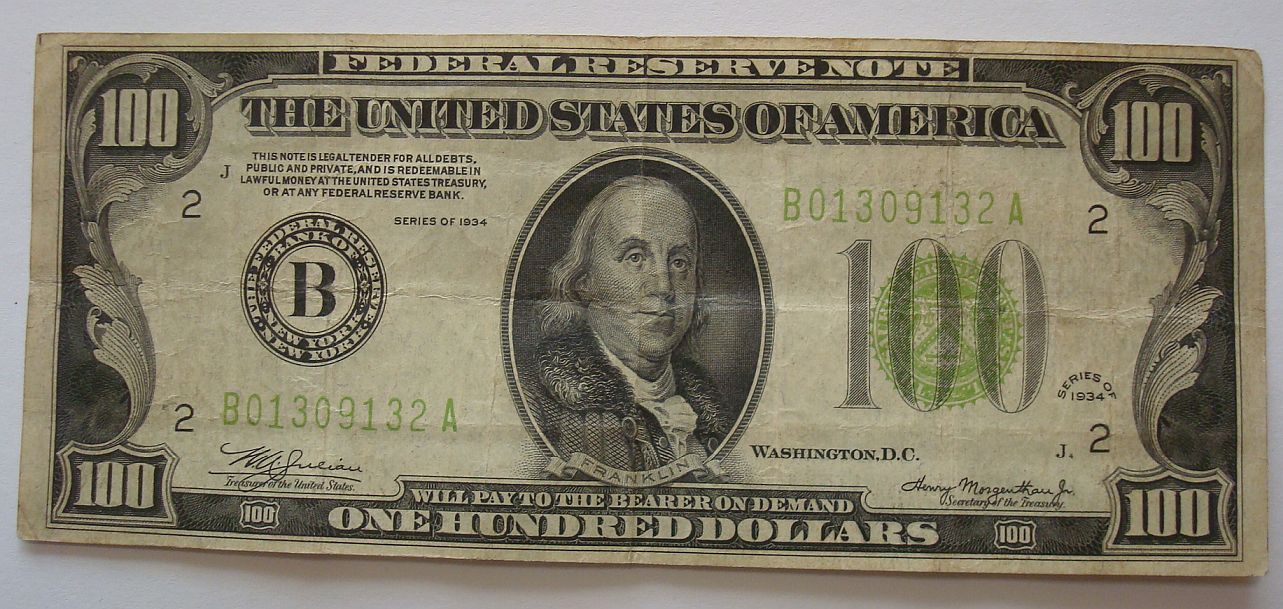 Banknot 100 dolarów USA 1934 New York