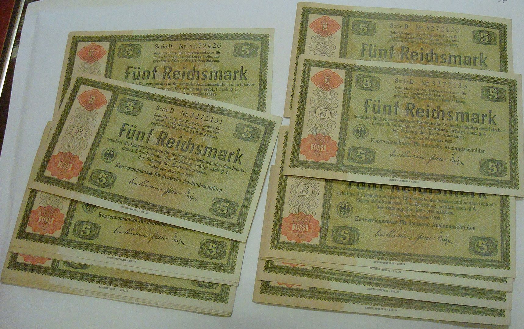 Banknot 5 marek 1933 1934 rzadsze lot 37szt
