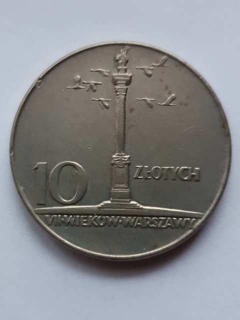 10 zl Kolumna Zygmunta Mała 1966 r stan 2     T8/12