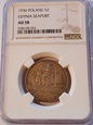 5 zl Żaglowiec 1936 rok stan NGC AU 58     P/1