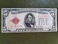 USA  Banknot 5 Dollars czerwona pieczeć 1928 r stan 5