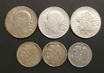 II RP, 5 złotych Głowa Kobiety i 2 zł Piłsudski 1934 - lot 6 sztuk