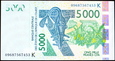 AFRYKA ZACHODNIA 5000 Franków 2003 rok stan bankowy UNC