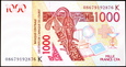 AFRYKA ZACHODNIA 1000 Franków 2003 rok stan bankowy UNC