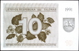 LITWA 10 Talonas z 1991 roku stan bankowy UNC