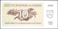 LITWA 10 Talonas z 1992 roku stan bankowy UNC