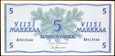 FINLANDIA 5 Marek z 1963 roku stan bankowy UNC