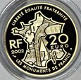 Francja - 20 euro 2002 - Mont Saint-Michel - 17 g Au920 1/2 Oz.