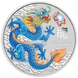 Australia 1 dolar 2024 Lunar III Rok smoka Blue Dragon 1 oz Ag999