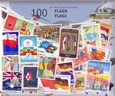 Zestaw 100 znaczków pocztowych - FLAGI