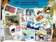 Zestaw 100 znaczków pocztowych - ZWIERZĘTA DOMOWE