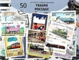 Zestaw 50 znaczków pocztowych - POCIĄGI
