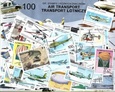 Zestaw 100 znaczków pocztowych - TRANSPORT LOTNICZY