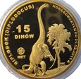 Numizmat, medal - 15 dinów Diplodok Jurajski Park Dinozaurów Jurowce