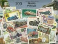 Zestaw 100 znaczków pocztowych - POCIĄGI