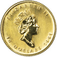 10 Dolarów - Kanada - Liść Klonowy - 1/4 Uncji - 1991 - Piękne