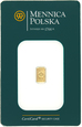 Sztabka Złota - 1 gram - Mennica Polska - Au 999