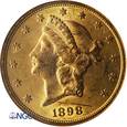 USA 20 dolarów 1898 S - NGC MS 61