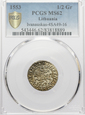 PGNUM - Półgrosz (1/2 grosza) 1553, mennica Wilno. PCGS MS 62