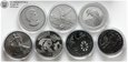 Zestaw, 7 srebrnych monet uncjowych (7x 1 Oz Ag999) pokrytych Palladem
