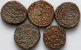 Indie, zestaw 5 starych monet miedzianych