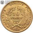 Francja, 10 franków 1851 A, złoto