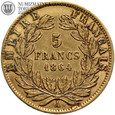 Francja, 5 franków 1864 A, złoto