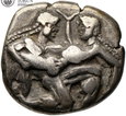 Grecja, Thasos, drachma ok. 500-463 p.n.e., Satyr trzymający Nimfe