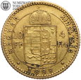 Węgry, 10 franków / 4 forinty 1889, złoto