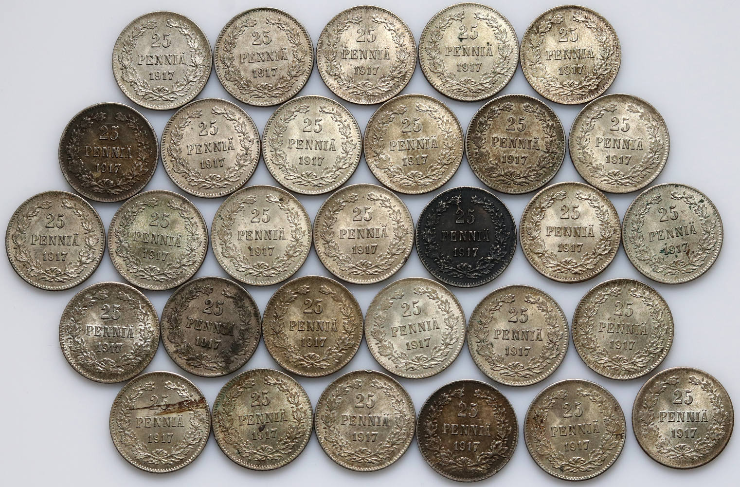 Finlandia, zestaw, 30 x 25 pennia 1917