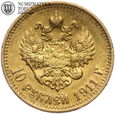 Rosja, Mikołaj II, 10 rubli 1911, złoto