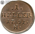 Austria, 1 heller 1791 H, #64