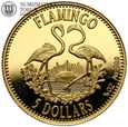 Bahamy, 5 dolarów 1995, Flamingi, 1/5 Oz. Au999, złoto